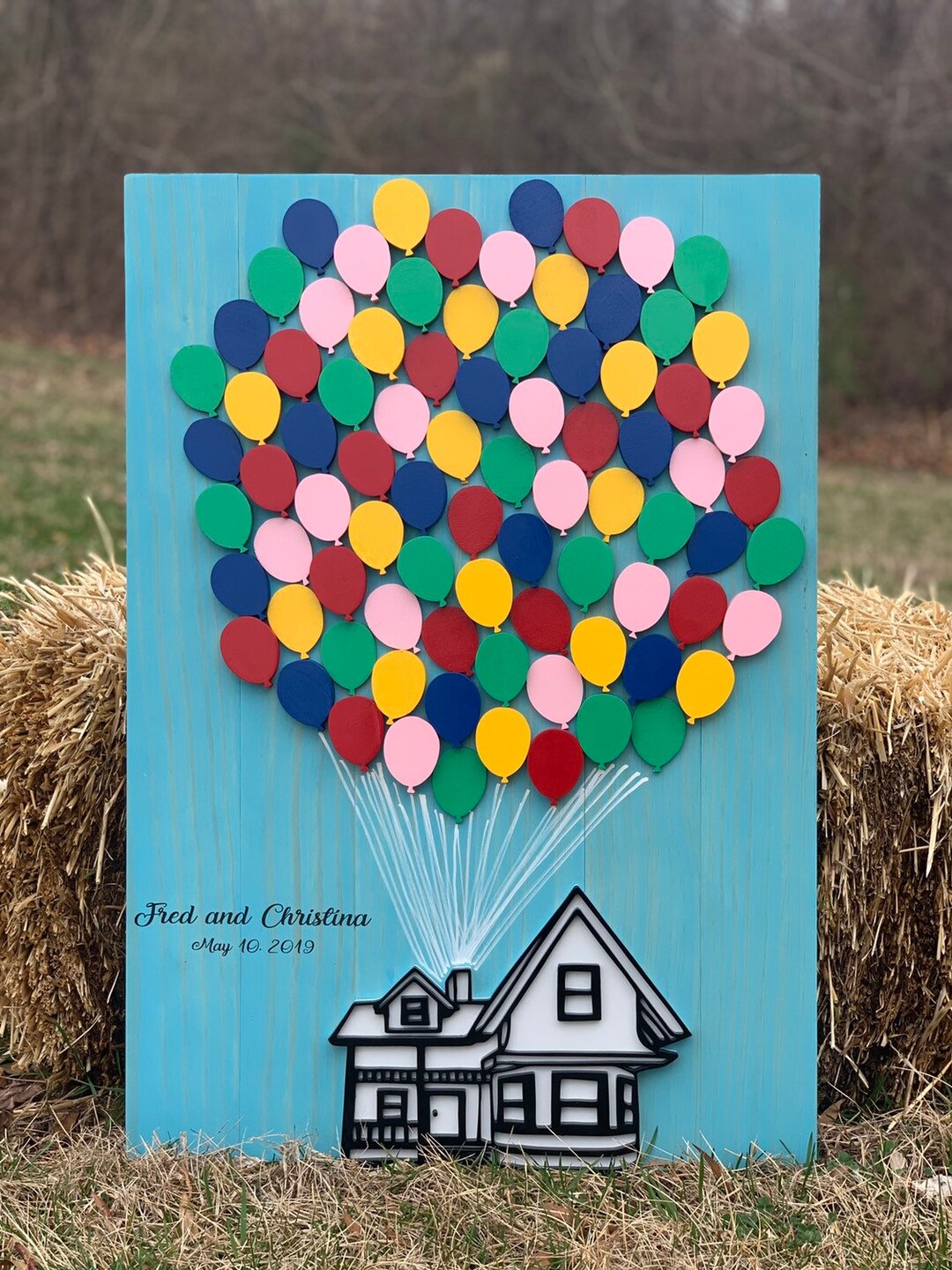 UP Balloon House / 3D Shape Wedding Guestbook Wall Art 3D Guestbook ...