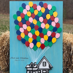 UP Balloon House / 3D Shape - Wedding Guestbook - Wall Art - 3D - Guestbook - Wedding Gift - Anniversary Gift - Signs - Home Decor