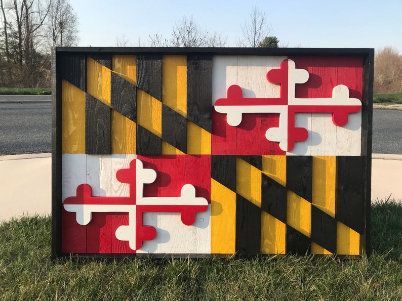 3D Maryland Flag 4 Sizes Wall Art Wooden Maryland Flag Etsy