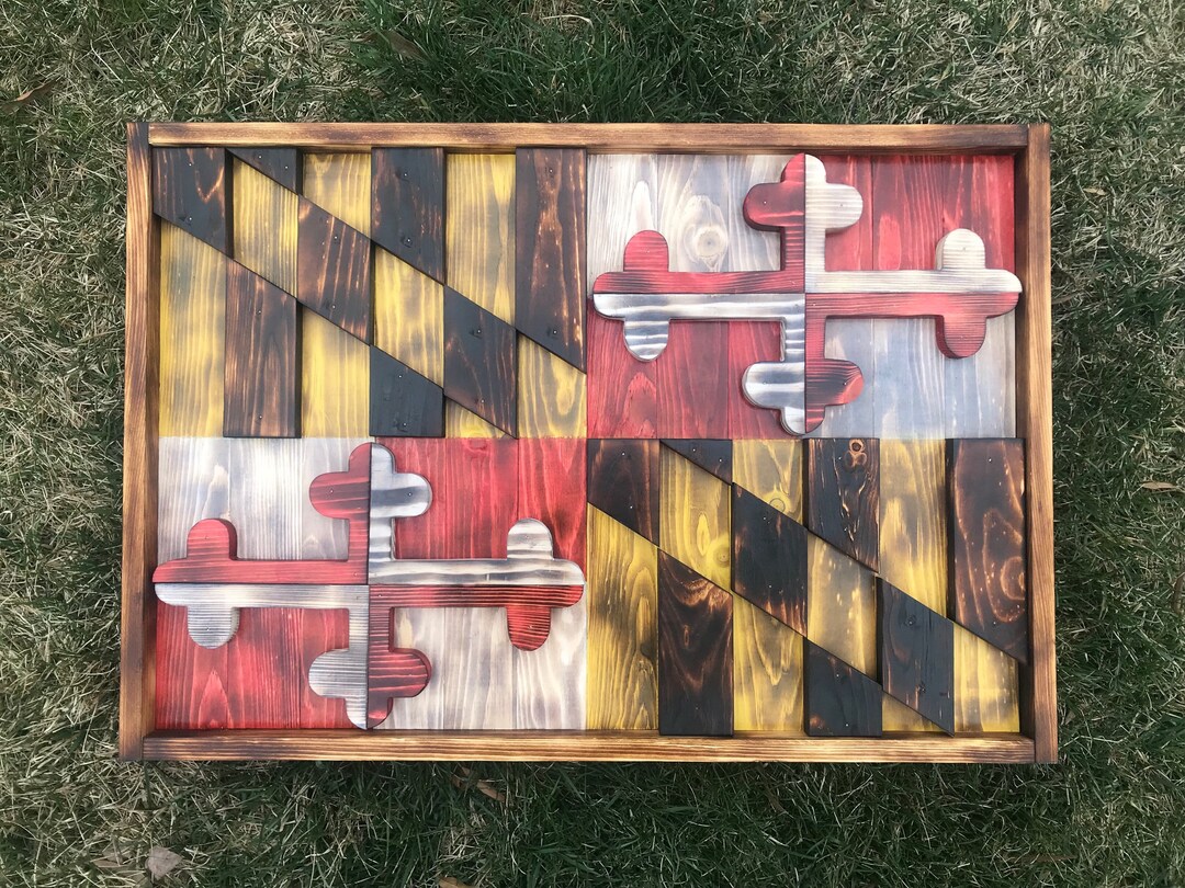 3D Charred & Stained Maryland Flag Wall Art Wooden Maryland Flag MD Flag Rustic MD Flag Maryland