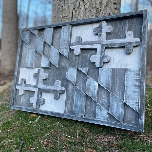 3D "Barn wood" Style Maryland Flag - Wall Art - Wooden Maryland Flag - MD Flag - Rustic MD Flag - Maryland - Baltimore - The Old Line State