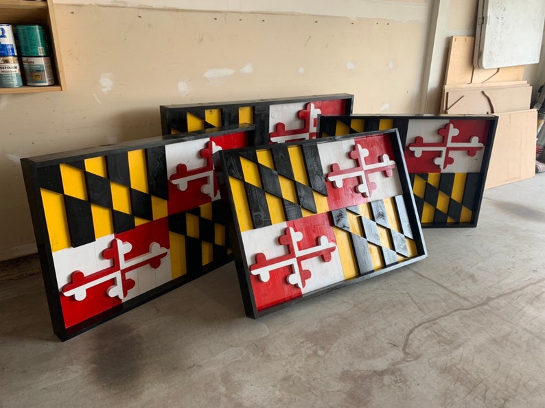 3D Maryland Flag 4 Sizes Wall Art Wooden Maryland Flag Etsy