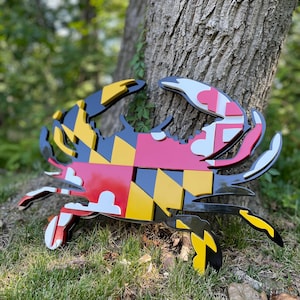 3D Maryland Flag Crab - Wall Art - MD - Baltimore - Mancave - Gift - Crab Flag - Beach Signs