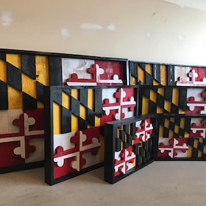 3D Maryland Flag - 4 Sizes - Wall Art - Wooden Maryland Flag - MD Flag - Rustic MD Flag - Maryland - Baltimore - The Old Line State