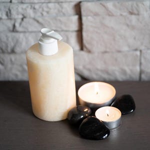 White soap dispenser