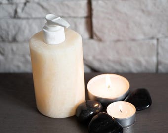 White soap dispenser