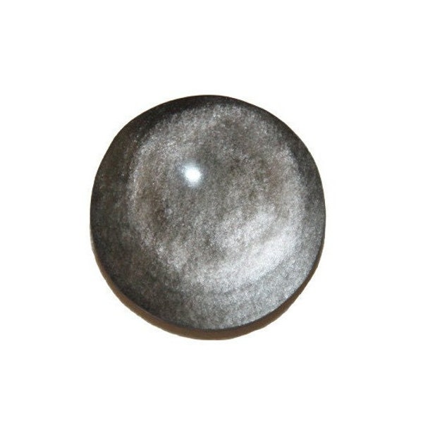 Cabochon rond en obsidienne argentée