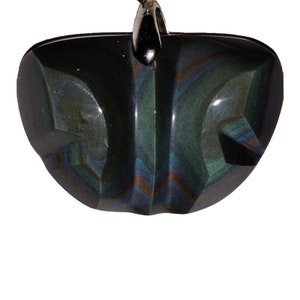 Rainbow obsidian pendant, in the shape of a butterfly