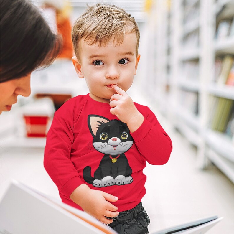Kids Clothes Funny Toddler Long Sleeve Shirts Black Cat Cute Cat Lover