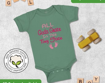 Baby Bodysuit Funny Baby Shower Favors All Gods Grace in This Tiny Face Christian Jesus God Christian