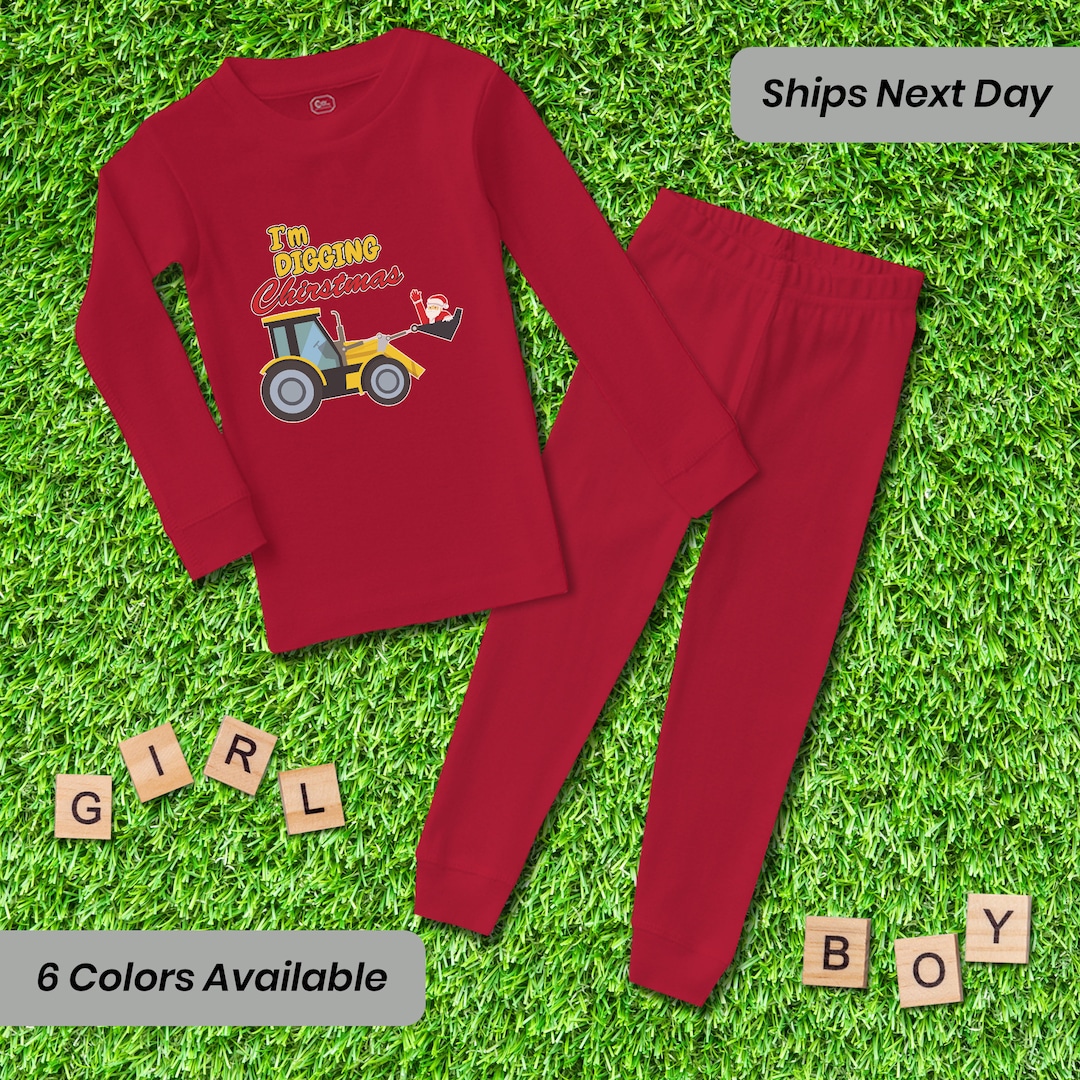 Kids Pajama Matching Set I'M Digging Christmas With Construction ...