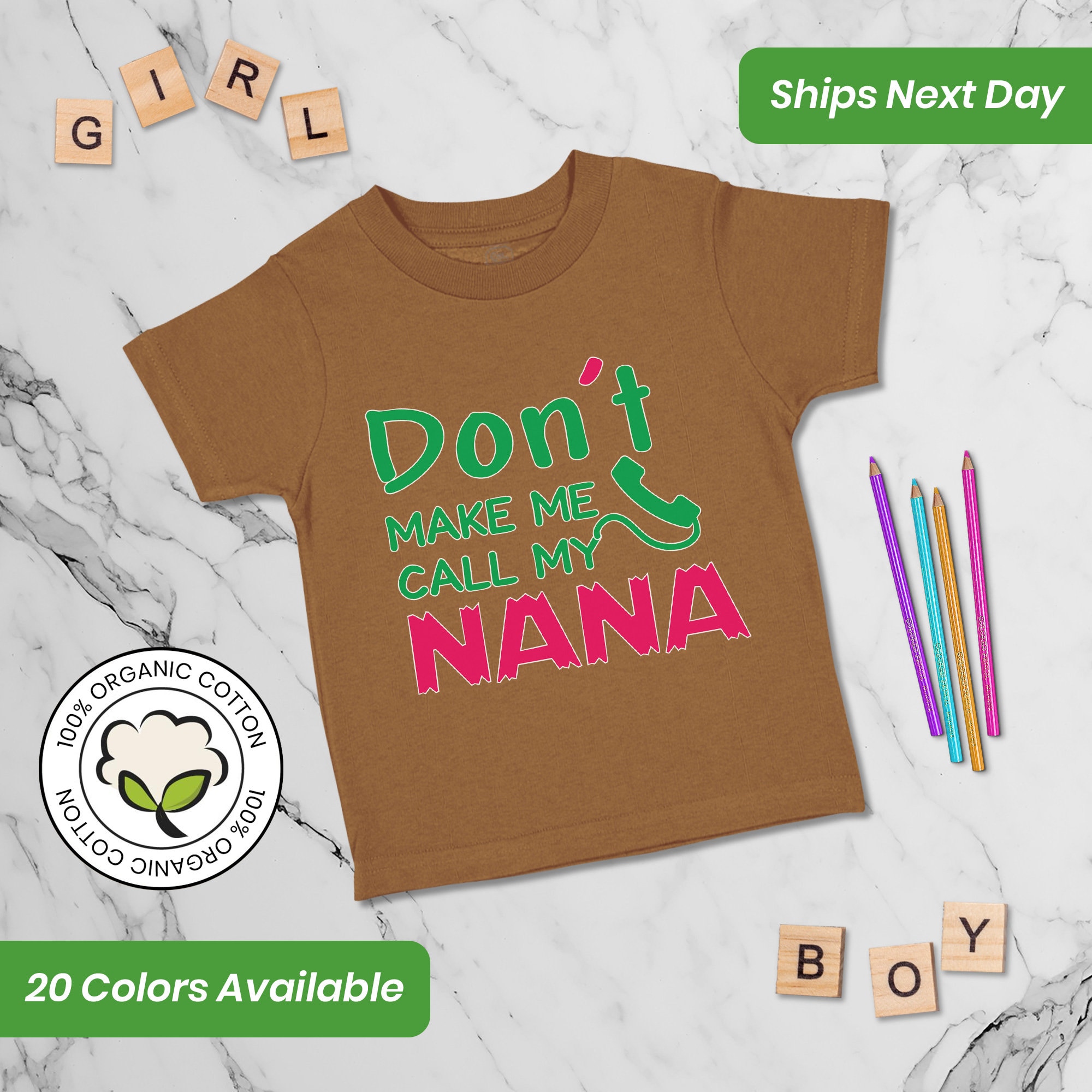 Oma Shirt Kinder Baby T-Shirt 'Don't Make Me Call My Nana' - Lustig Für  Großeltern Baumwolle Baby Kleidung, image size:2000x2000