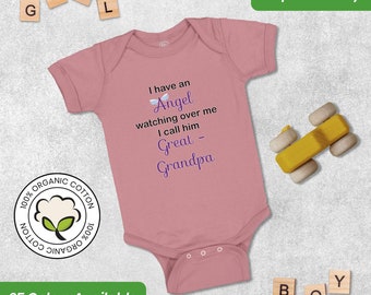 Baby Bodysuit Funny Baby Shower Favors I Have An Angel Watching over Me. I Call Him Great Grandpa Grandpa Grandfather