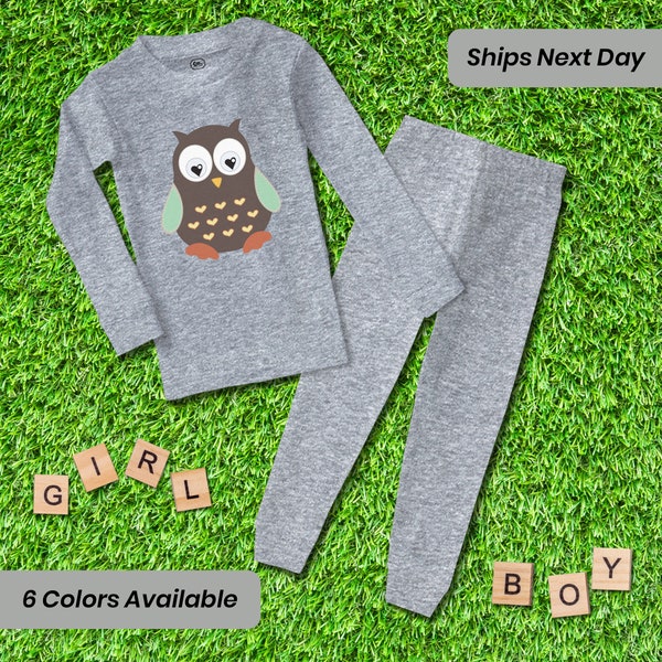 Kids Pajama Matching Set Owl Toy Brown Birds Unisex Toddler Girls & Boys Gift for Kids Funny Baby Pjs