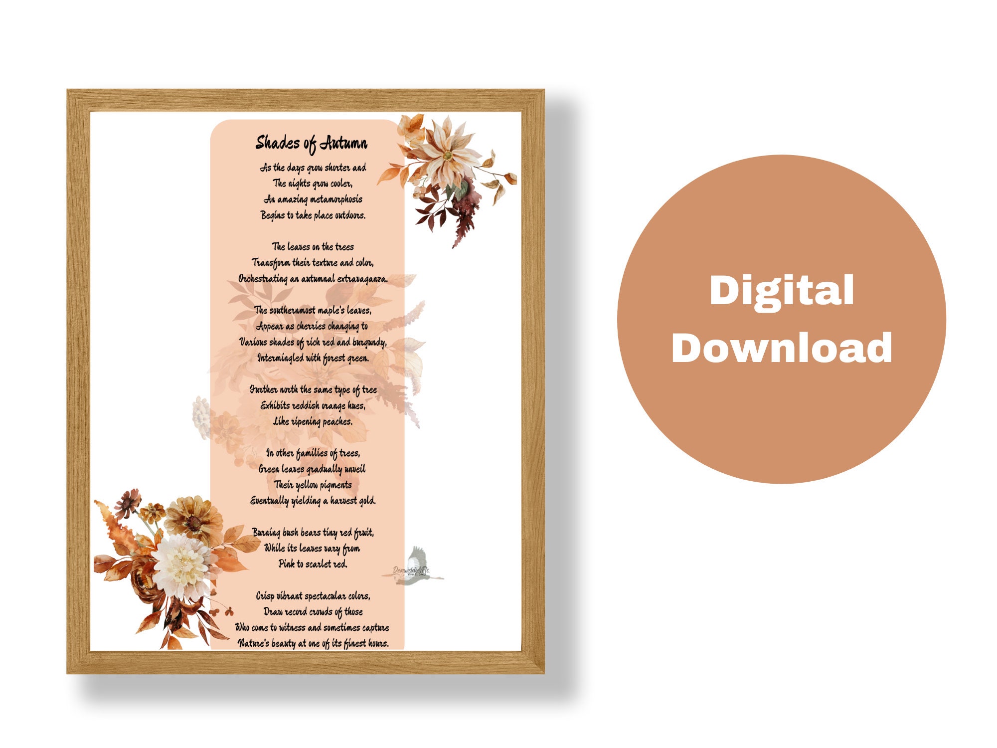 Shades of Autumn Poetry Printable Wall Art, Autumn Poem Home Decor ...