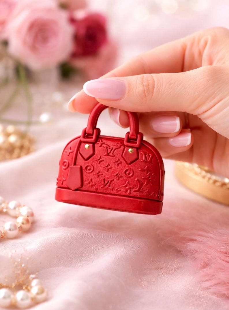 Red Purse Cabochons | Mini Purse Embellishments | Doll Size Bags | Fake Bake Supplies | Girly Resin Flatbacks | Craft Accessories image 2