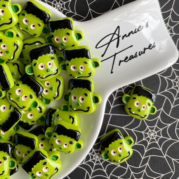 Resin Frankie cabochons for Halloween | Frankenstein flat back Cabochons | Halloween cabochons for crafting