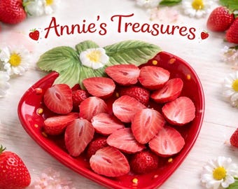 Fake Strawberry Slices | Faux Strawberry Halves | Realistic Fake Fruit | Strawberry Props | Tiered Tray Decor | Fake Bake Supplies