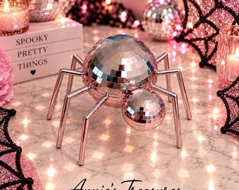 Disco ball light pink spider | Halloween spider   | Halloween spider decor