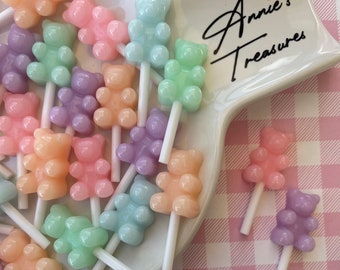 Pastel Bear Candy Cabochons | Kawaii Decoden Embellishments | Fake Candies  | Sweets Deco Supplies (5 pcs / Mix / 10mm x 17mm)