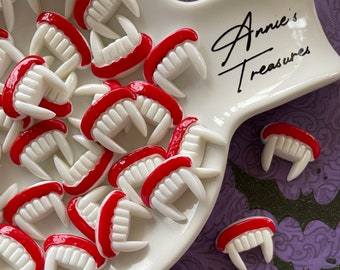 Sunday deals | Vampire fang cabochons for Halloween | Fangs flat back Cabochons | Halloween cabochons for crafting