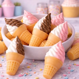 Fake Ice Cream Cone Cabochon | Mini Ice Cream Cabochon | Faux Food | Resin Flat Back | Dessert Cabochon | Kawaii Craft Supply | fake cones