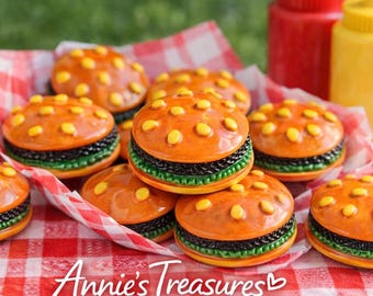 Hamburger cabochons | hamburgers for crafting | food Cabochons | elf hamburger props