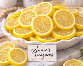 Fake lemon slices | fake fruit slices | fake food prop | fake bake toppings | fruit decor| lemons for photo props | realistic lemons