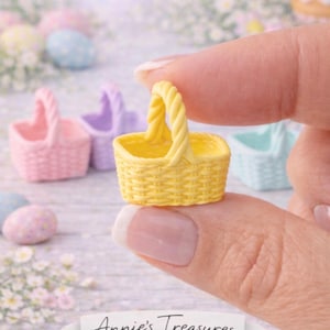 Mini Easter Basket Cabochon | Easter Basket Cabochons | Flat Back Easter Basket | Dollhouse Mini Basket | Fake Bake Supplies