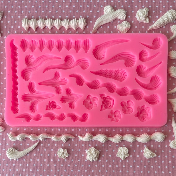 Border Silicone mold | flower silicone mold | cake silicone mold | fake frosting silicone mold