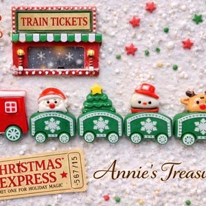Christmas train cabochon set | Christmas cabochons | flat back train |