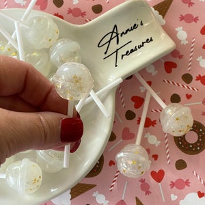 fake white glitter  lollipops | fake candy| fake sweets | resin lollipops
