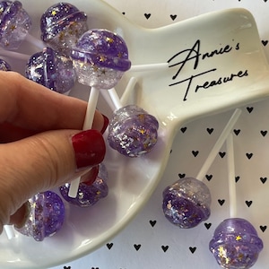 fake purple glitter  lollipops | fake candy| fake sweets | resin lollipops
