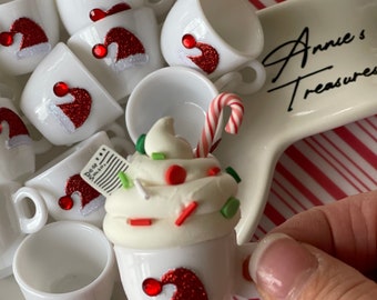 mini mug with Santa hat  | mini Christmas cups
