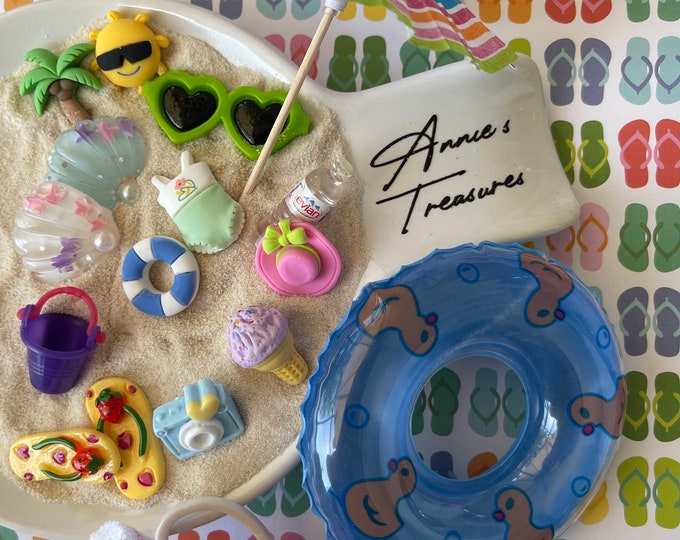 Doll Beach Accessories Set - Mini Folding Chair, Sunglasses & Sun Hat For 6.69" Dolls