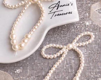 Large pearl beaded bow| beaded bow