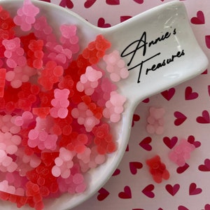 fake valentines gummy bears | fake red gummy bears | fake candy | candy bear cabochons