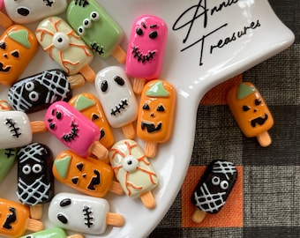 Halloween popsicle cabochons| Halloween flat back Cabochons | Halloween cabochons for crafting
