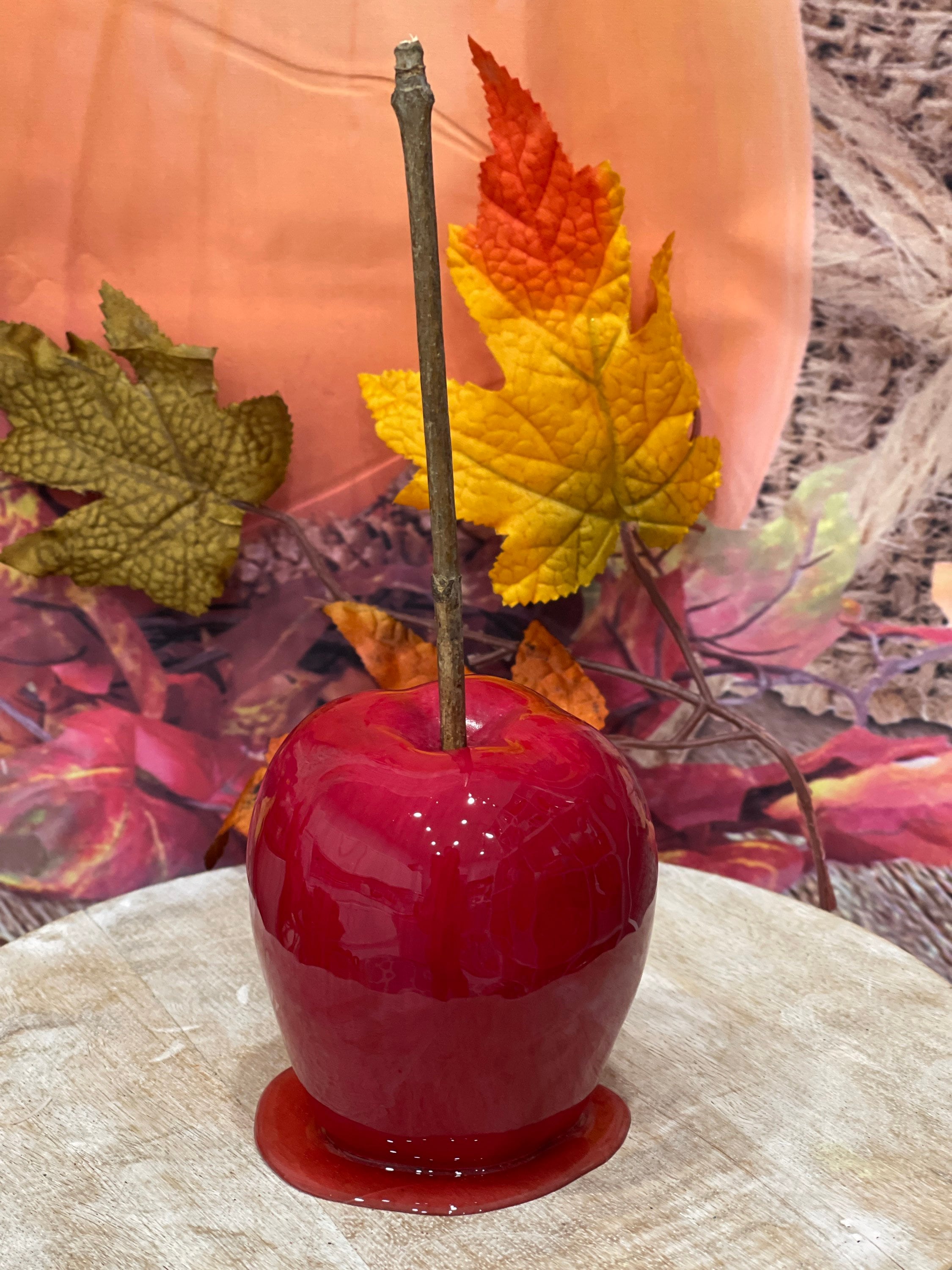 rae dunn tiered stand decor for fall candy Apple  tiered stand decor Fake candy apple for decor