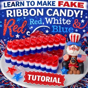 Schleifenband Anleitung | Lernen Sie, Ribbon Candy zu machen | DIY Fake Back Tutorial | Rot Weiß Blau Candy | Digitaler Download Für Bonbons Bild 2