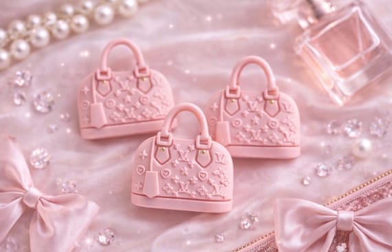 Pink Purse Cabochons | Mini Purse Embellishments | Doll Size Bags | Fake Bake Supplies | Girly Resin Flatbacks | Craft Accessories