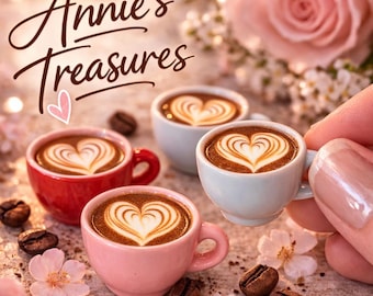 Mini Coffee Mug Cabochons with Latte Art |Tiny Coffee Cups |Dollhouse Coffee | Fake Bake Embellishments |Miniature Food Charms |coffee charm