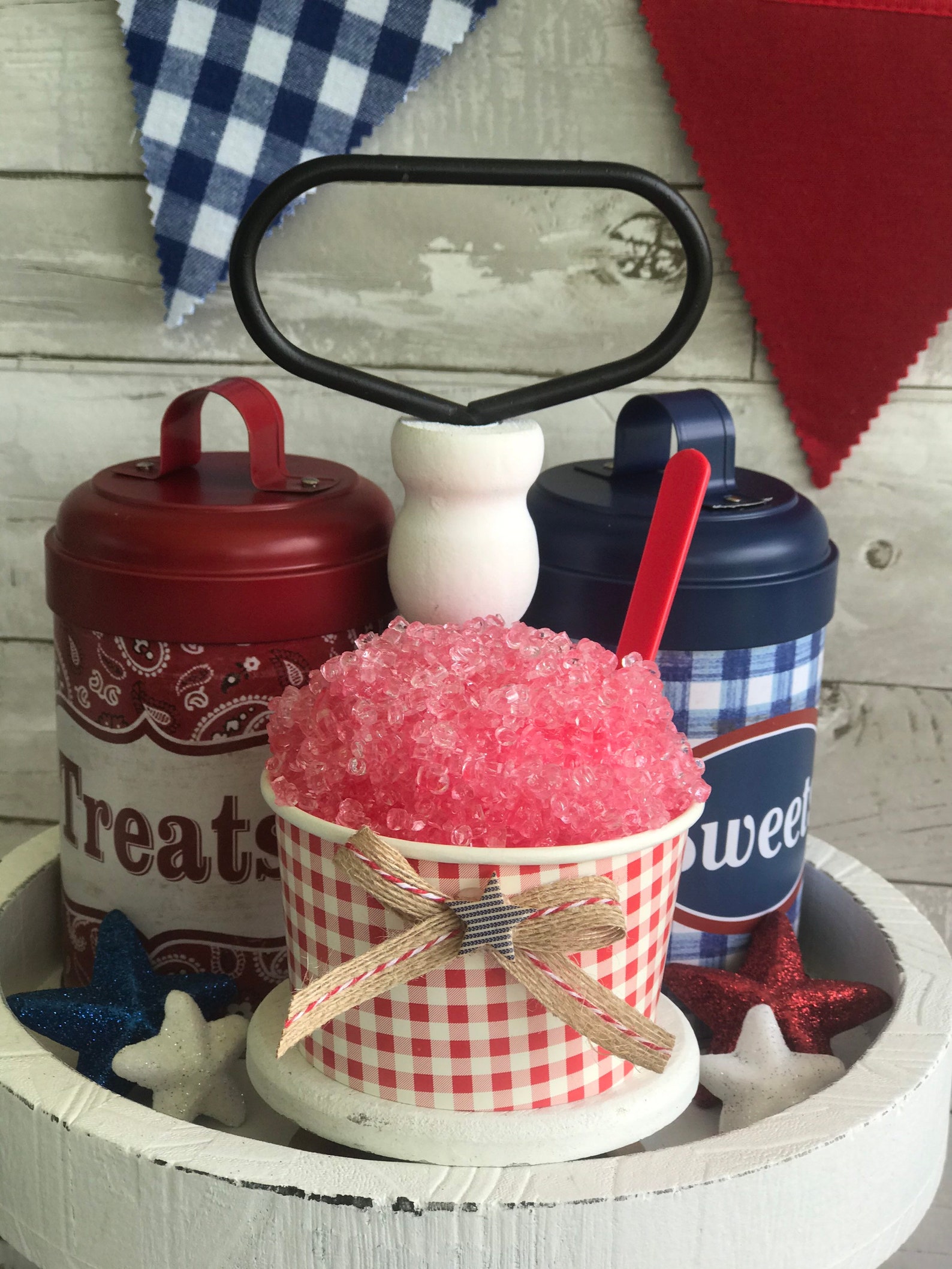 Fake Shaved Ice Patriotic Decor Patriotic Tiered Stand Etsy