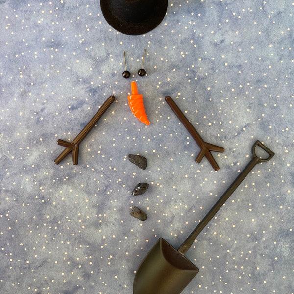 DIY snowman kit| plastic mini shovel | snowman arms | diy snowman | plastic brown snowman arms | mini felt hat