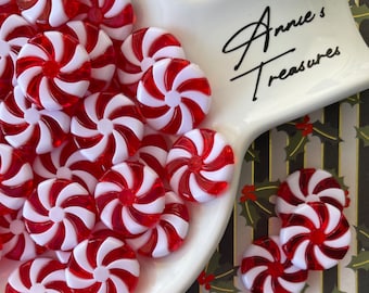 fake small resin peppermint candy  | red fake bead peppermint candy| candy peppermint with hole