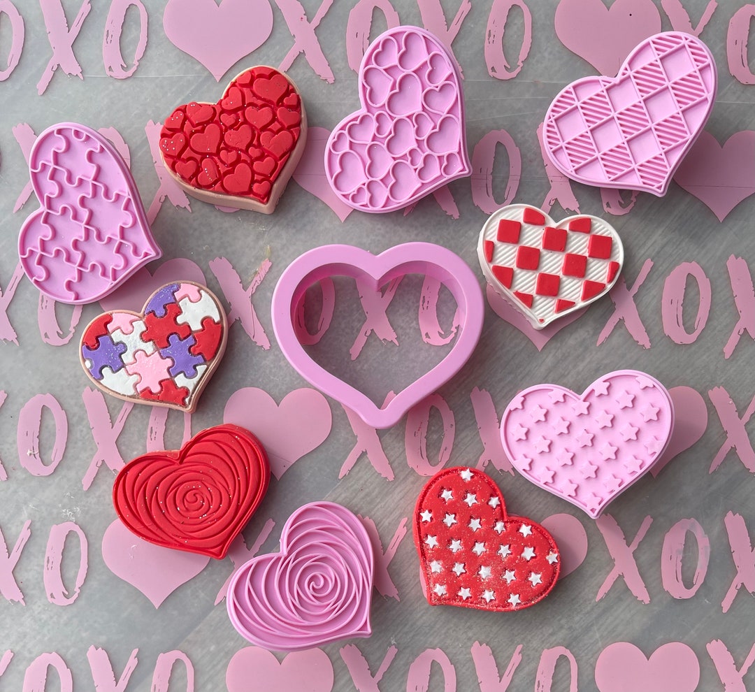 5 Piece Valentine Cookie Cutters Conversation Heart Cookie Cutters Etsy