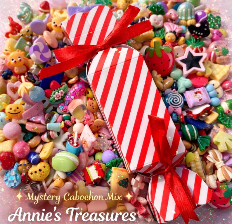 Annie’s Treasures Cabochon Mix – Assorted Resin Craft Embellishments, Fake Bake Supplies, Kawaii Cabochon Grab Bag image 1