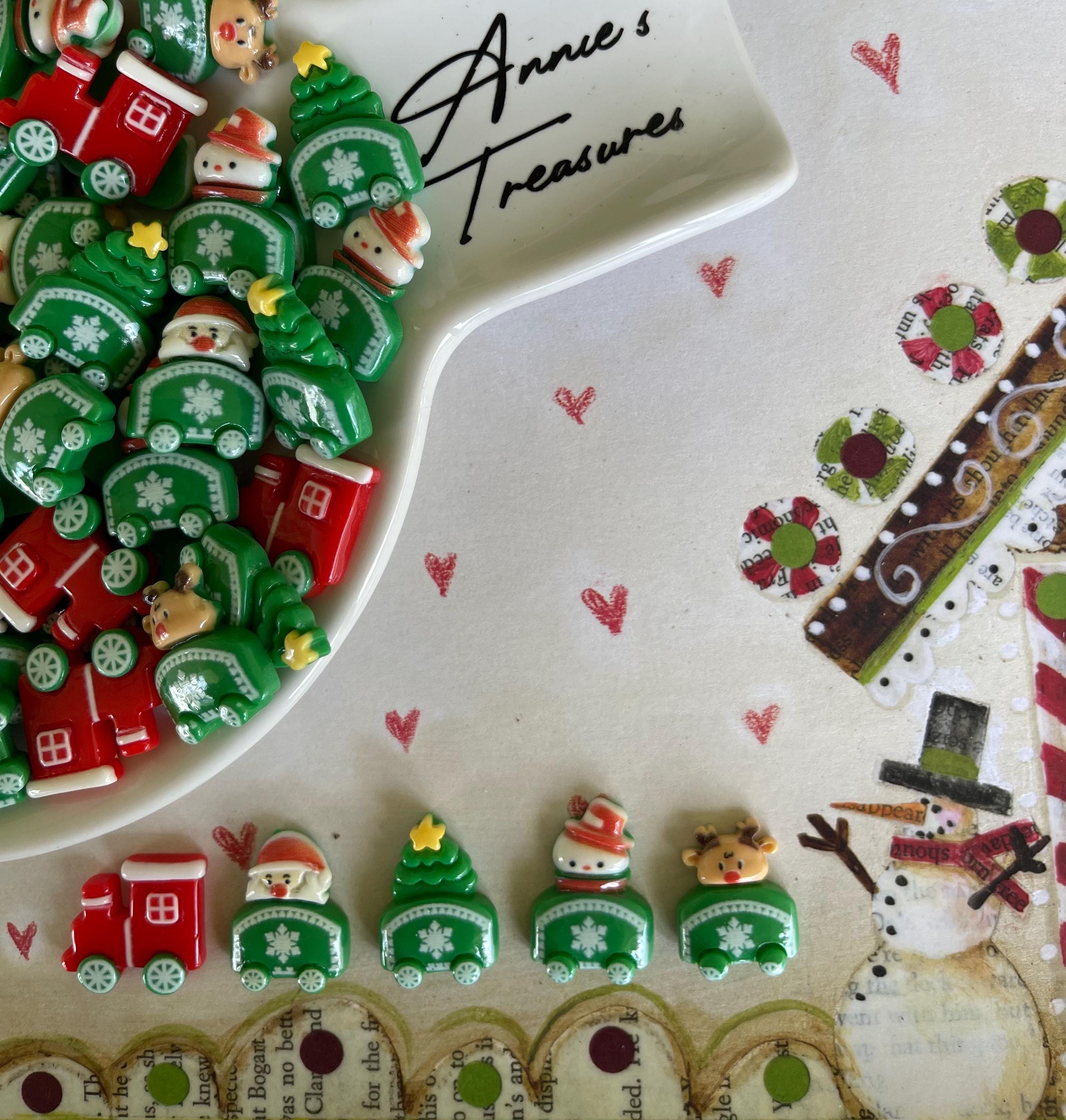 Christmas train cabochon set | Christmas cabochons | flat back train |