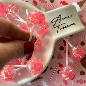 fake pink glitter  lollipops | fake candy| fake sweets | resin lollipops