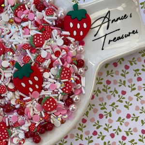 fake strawberry mix polymer clay sprinkles | S9 Fake sprinkles  | fake baking supplies | Fake strawberry Sprinkles | summer fake sprinkles